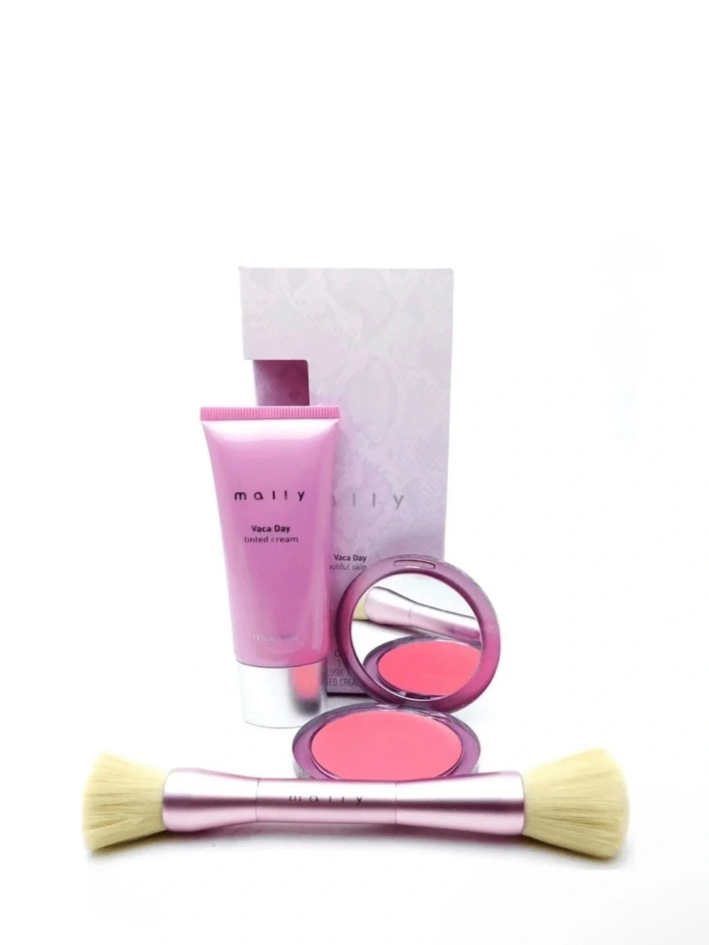 Mally Beauty Pink Tinted Cream & Blush Duo with Brush Tan Rich